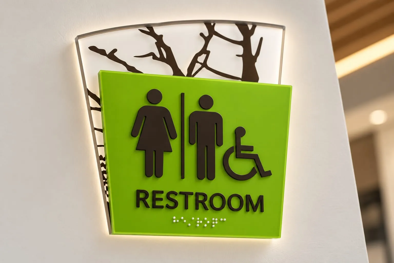 Modern Green ADA Restroom Sign