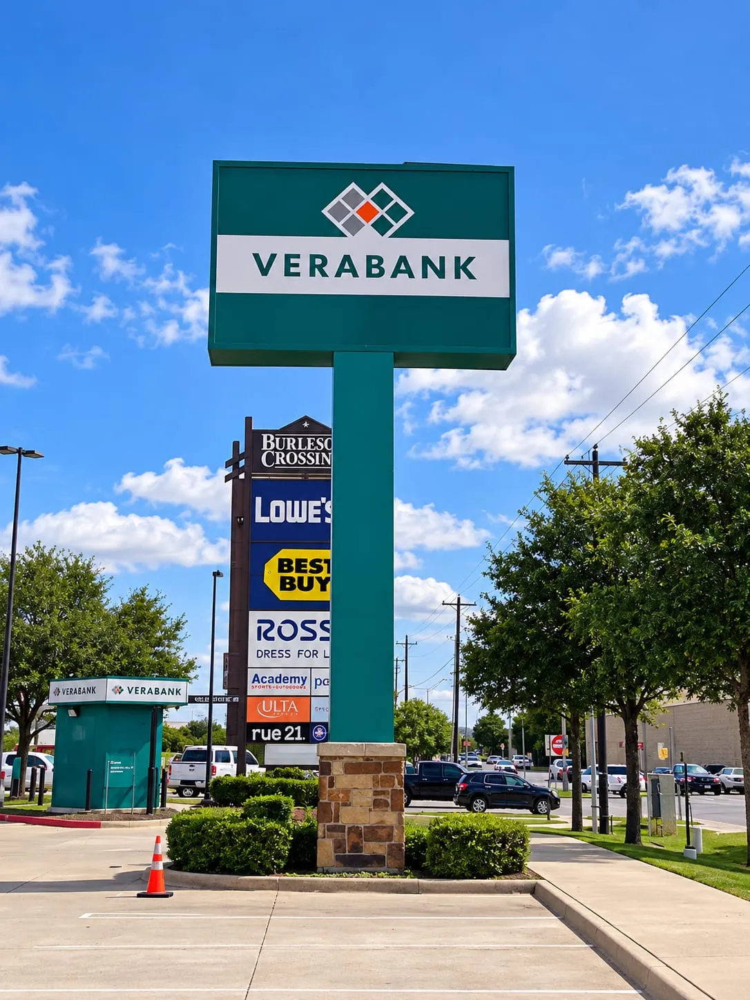 VeraBank Shopping Center Pylon Under Blue Skies