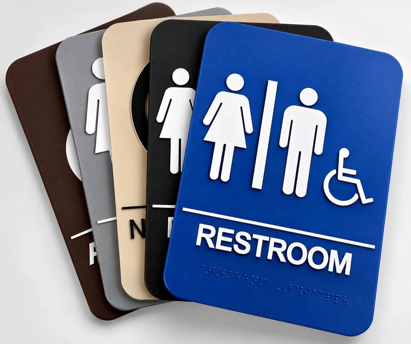 Blue Restroom Signage Samples
