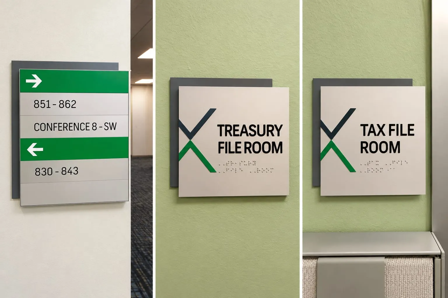 Modern Wayfinding Signage Triptych