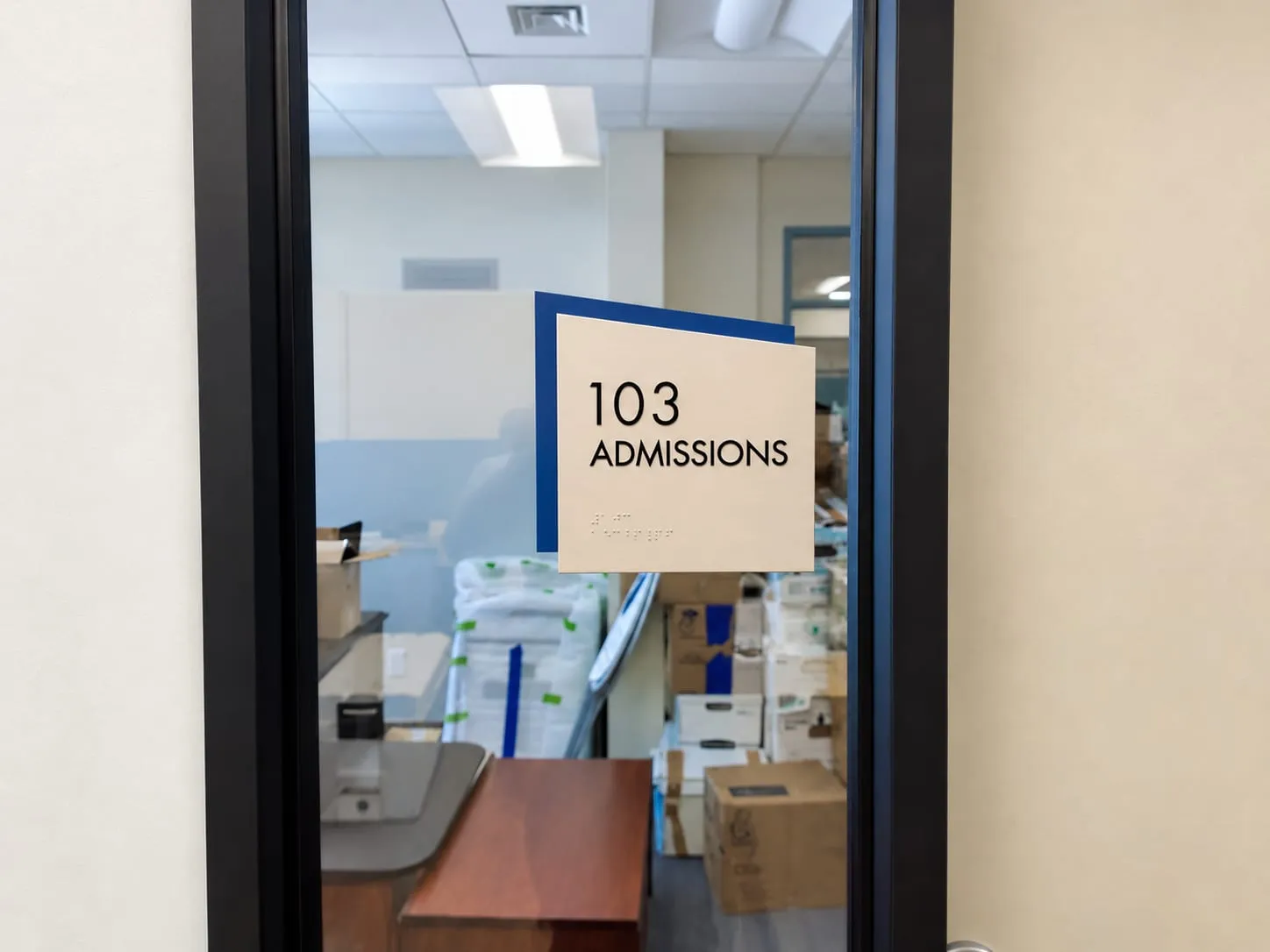 Admissions Office 103 Sign